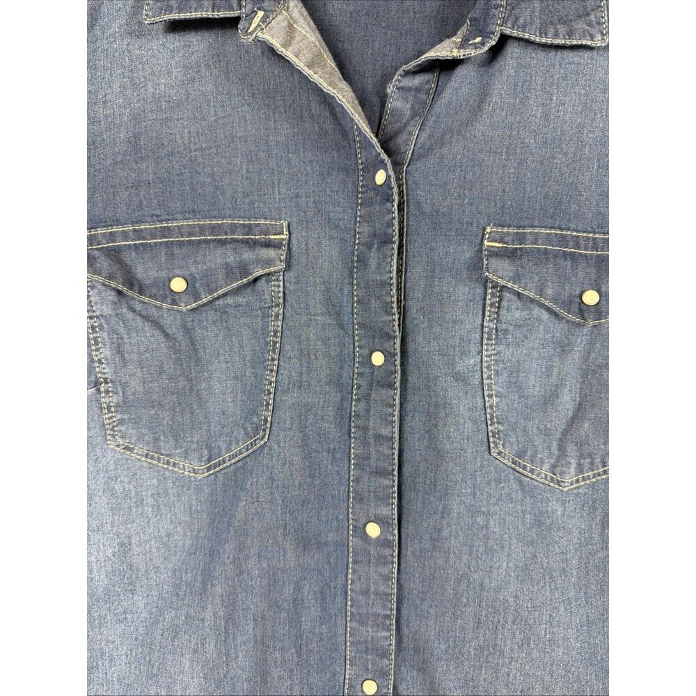 Vintage Calvin Klein Pearl Snap Up Denim Jean Shirt #1298 Size SMALL - Picture 2 of 5